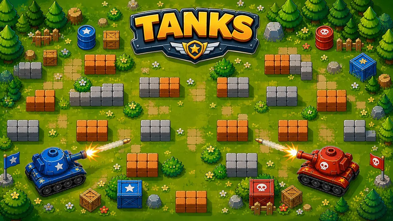 Play Tanks online, a free classic retro arcade shooter. Defend your base, navigate brick mazes, and destroy rival forces in this action-packed HTML5 tank battle game. Survive endless waves of enemies to prove you are the ultimate tank commander.